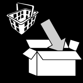 groceries: put in cardboard box